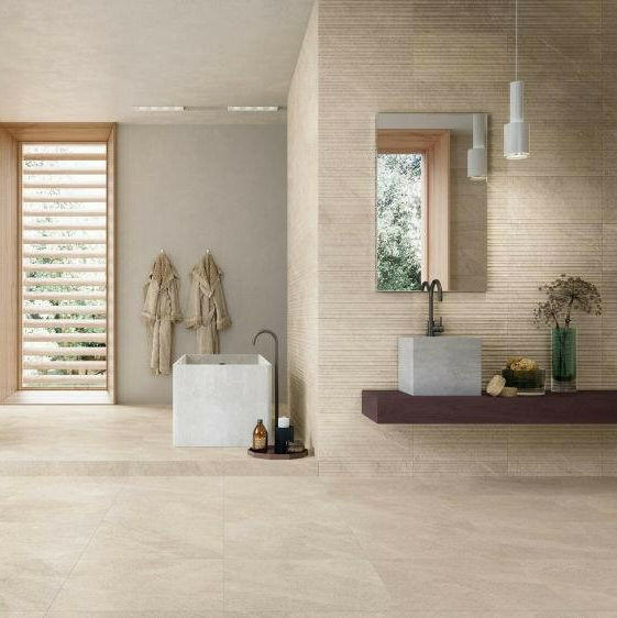 24x48 Urvella Desert Matte & Grip Limestone Look Porcelain Tile 24x48 Urvella Desert Matte & Grip Limestone Look Porcelain Tile - American Tile Depot