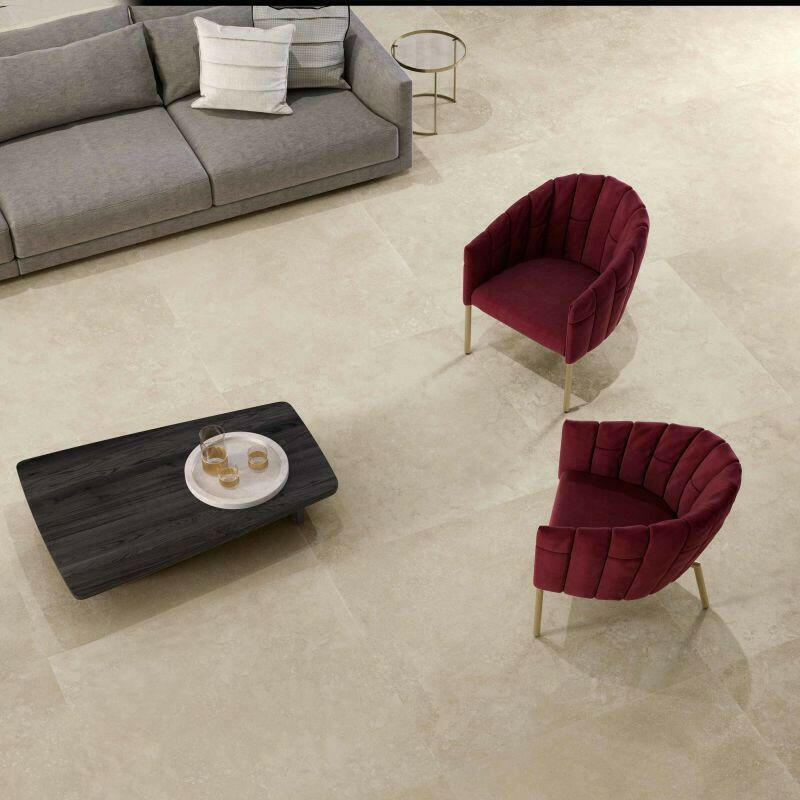 24x48 Viaura Cross Cut Beige Polished Travertine Look Porcelain Tile 24x48 Viaura Cross Cut Beige Polished Travertine Look Porcelain Tile - American Tile Depot