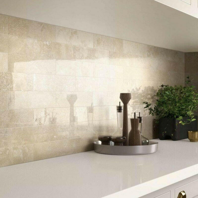 24x48 Viaura Cross Cut Beige Polished Travertine Look Porcelain Tile 24x48 Viaura Cross Cut Beige Polished Travertine Look Porcelain Tile - American Tile Depot