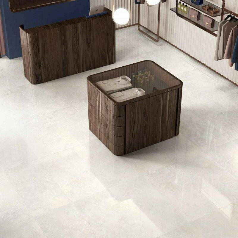 24x48 Viaura Cross Cut White Polished Travertine Look Porcelain Tile 24x48 Viaura Cross Cut White Polished Travertine Look Porcelain Tile - American Tile Depot
