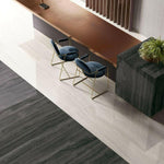 24x48 Viaura Vein Cut White Polished Travertine Look Porcelain Tile 24x48 Viaura Vein Cut White Polished Travertine Look Porcelain Tile - American Tile Depot