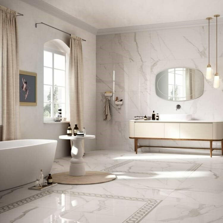 24x48 Virello Statuario Lucido Polished Marble Look Porcelain Tile 24x48 Virello Statuario Lucido Polished Marble Look Porcelain Tile - American Tile Depot
