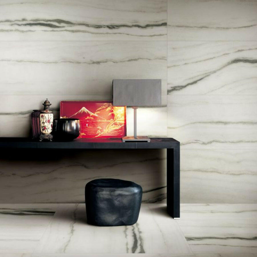 24x48 Zyrelle White Fantasy Glossy Polished Marble Look Porcelain Tile 24x48 Zyrelle White Fantasy Glossy Polished Marble Look Porcelain Tile - American Tile Depot