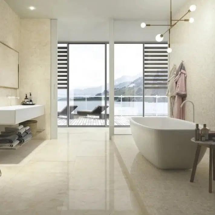 24x48 Prestigio Marfil Soft Matte Marble Look Porcelain Tile-American Tile Depot
