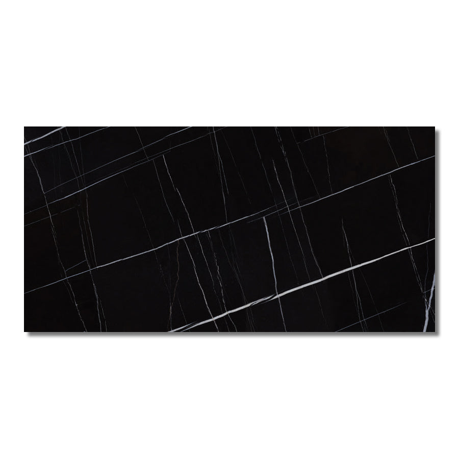 24x48 La Monde Sahara Noir Polished Marble Look Porcelain Tile