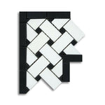 Thassos White Marble Honed Basketweave Border Corner w/ Black Dots - American Tile Depot