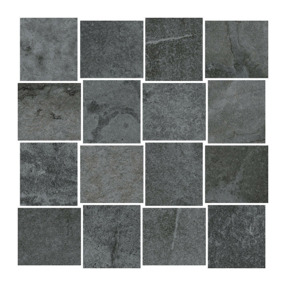 2.5x3 HCL Climb Black Mosaico Matte Travertine Look Porcelain Mosaic Tile 2.5x3 HCL Climb Black Mosaico Matte Travertine Look Porcelain Mosaic Tile - American Tile Depot