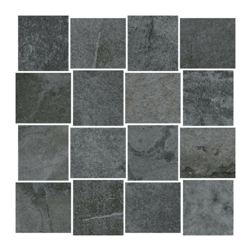 2.5x3 HCL Climb Black Mosaico Matte Travertine Look Porcelain Mosaic Tile 2.5x3 HCL Climb Black Mosaico Matte Travertine Look Porcelain Mosaic Tile - American Tile Depot