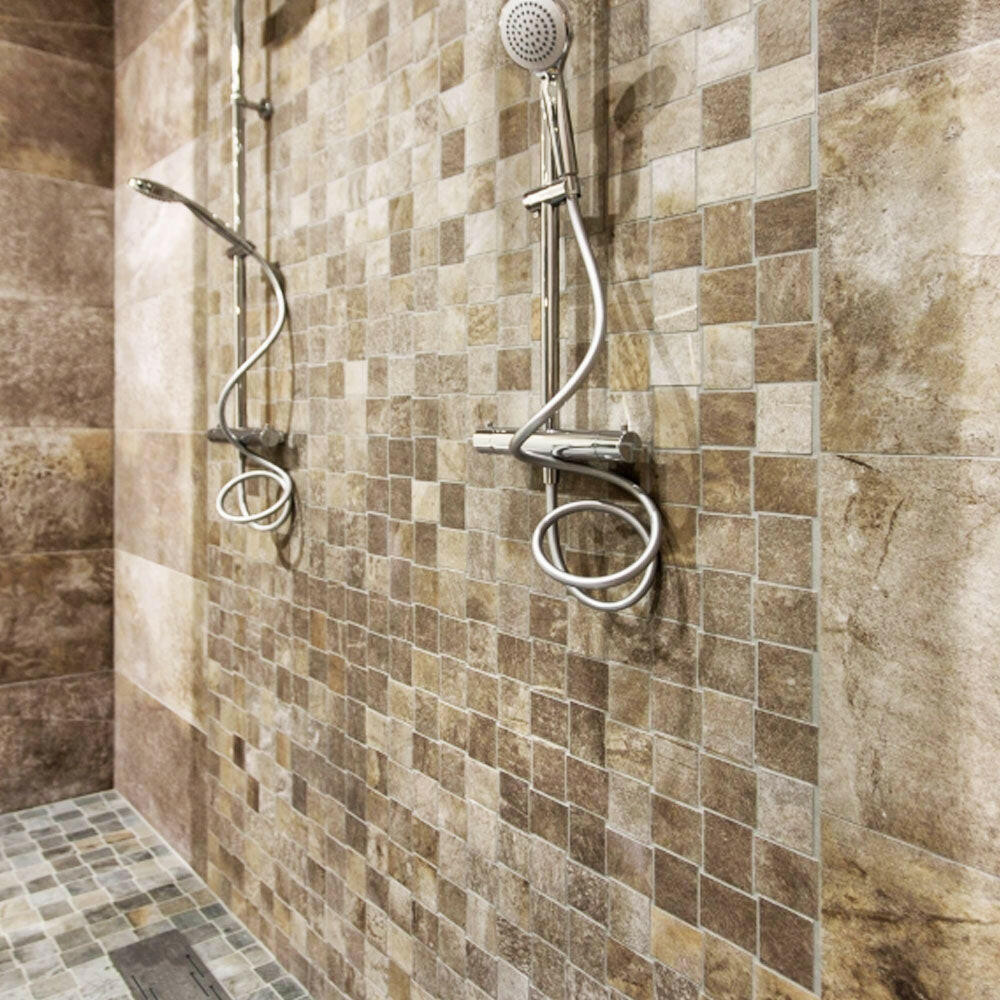 2.5x3 HCL Climb Noce Mosaico Matte Travertine Look Porcelain Mosaic Tile 2.5x3 HCL Climb Noce Mosaico Matte Travertine Look Porcelain Mosaic Tile - American Tile Depot