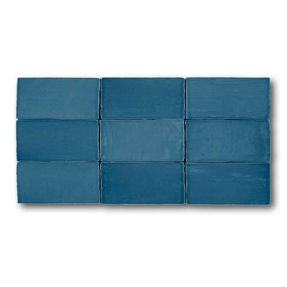 2.5x5 Azure Coast Azul Stone Look Glossy Ceramic Wall Tile - American Tile Depot