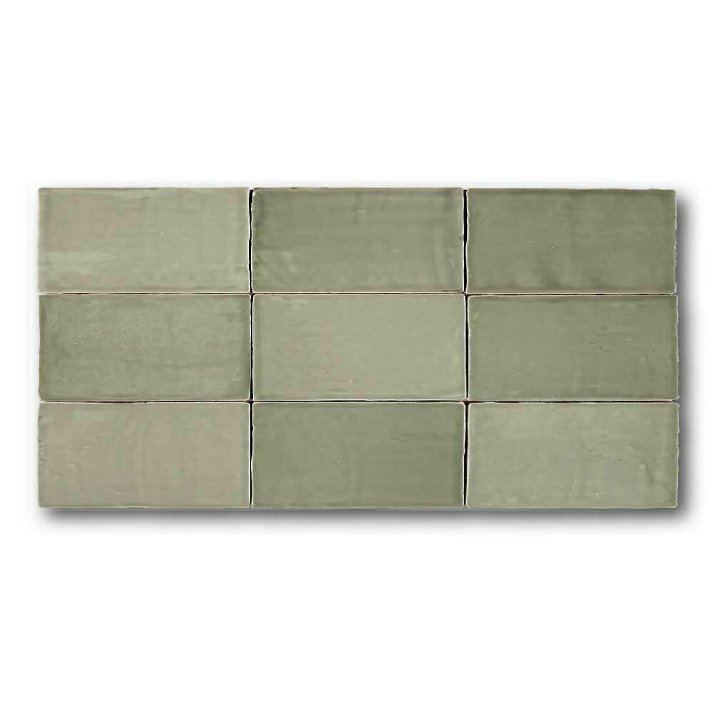 2.5x5 Azure Coast Green Stone Look Glossy Ceramic Wall Tile - American Tile Depot