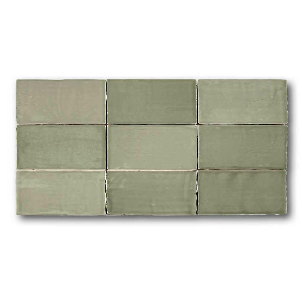 2.5x5 Azure Coast Green Stone Look Glossy Ceramic Wall Tile - American Tile Depot