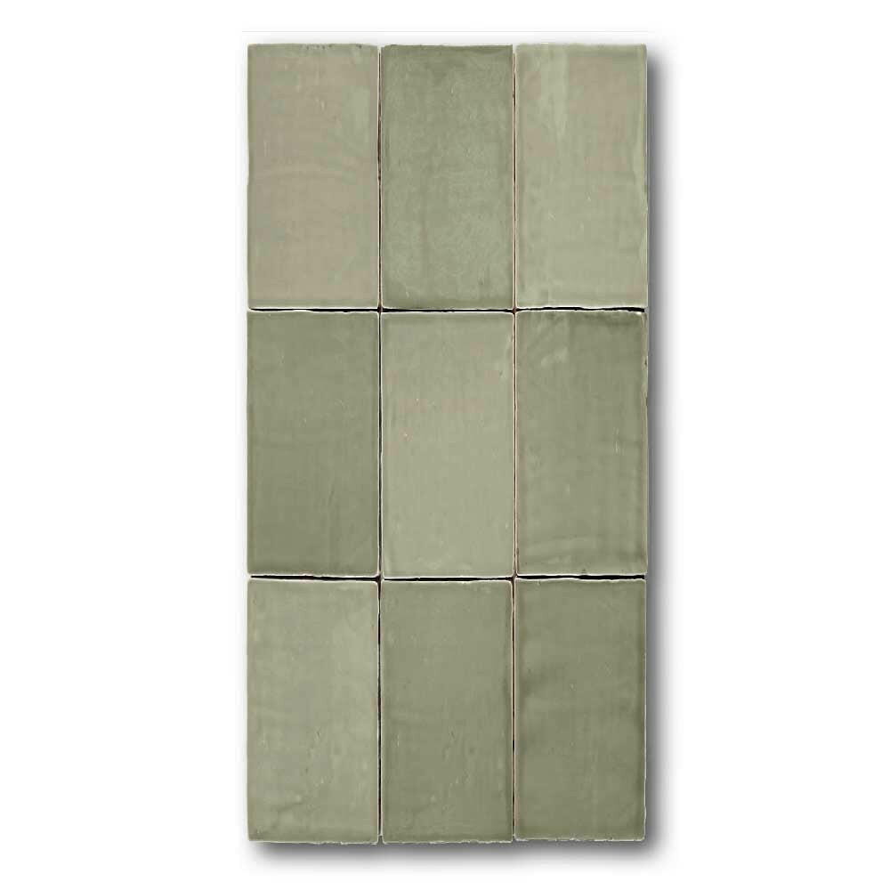 2.5x5 Azure Coast Green Stone Look Glossy Ceramic Wall Tile - American Tile Depot