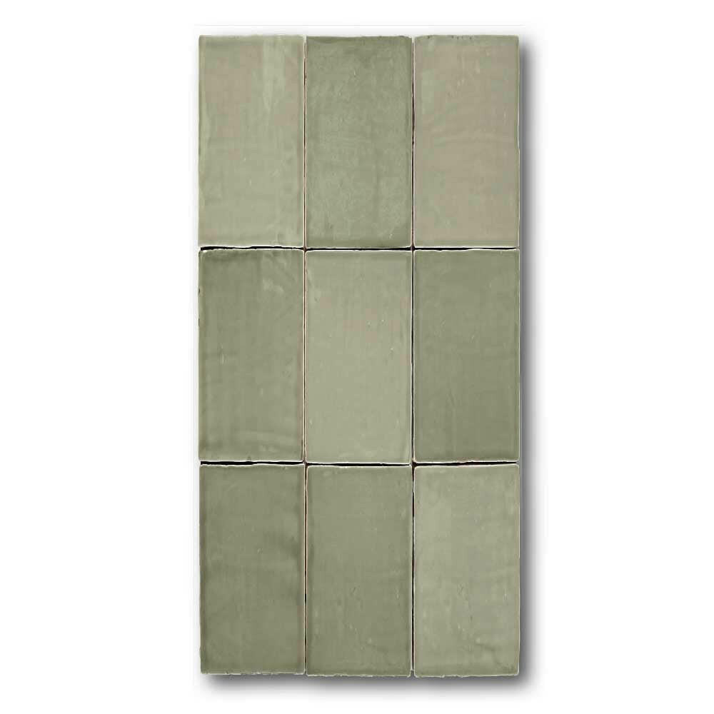 2.5x5 Azure Coast Green Stone Look Glossy Ceramic Wall Tile - American Tile Depot