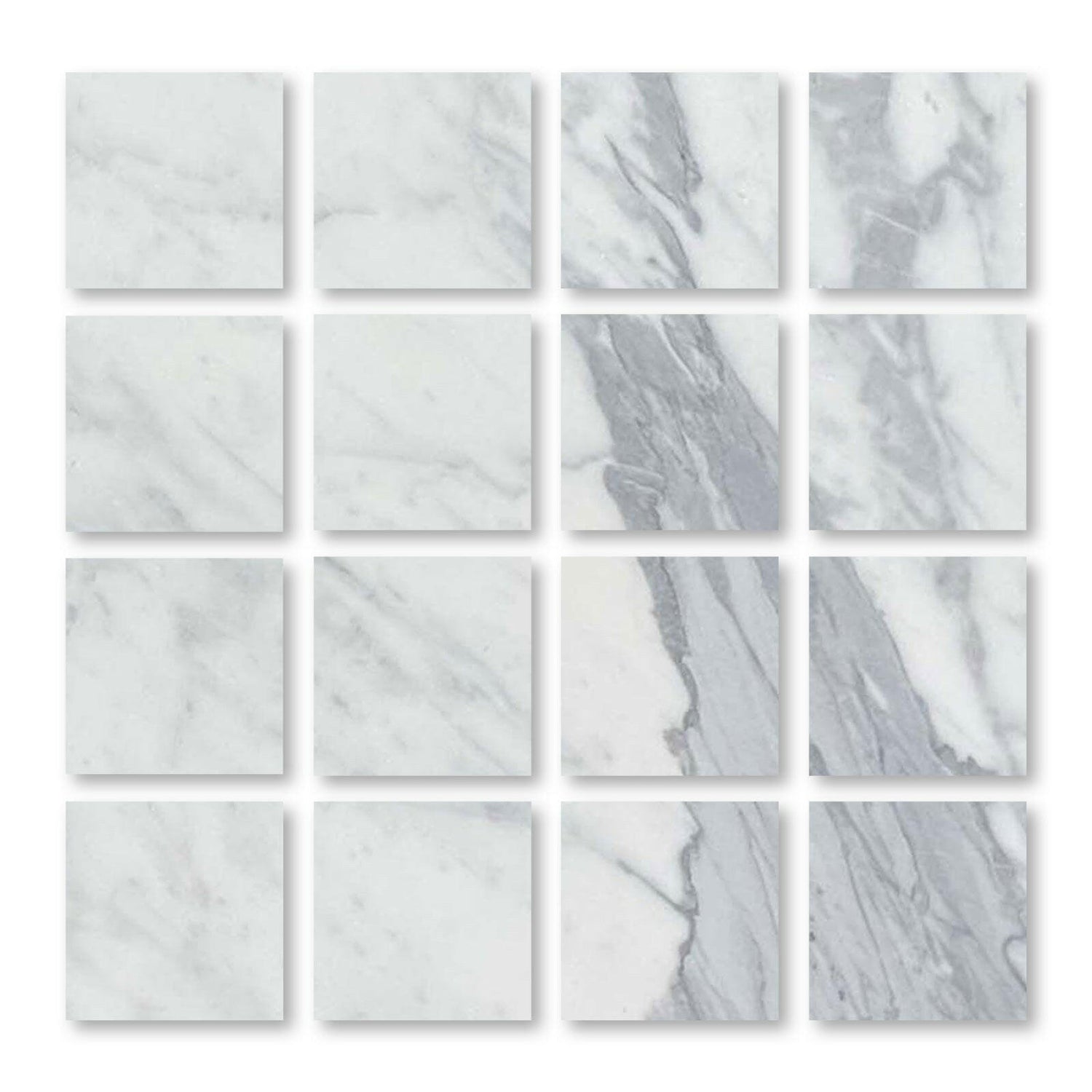 3 X 3 Italian Statuary White Marble Honed Tile-American Tile Depot