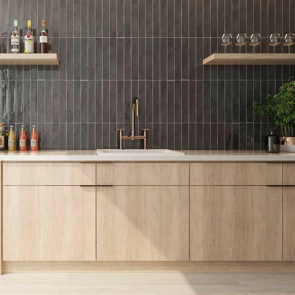 2x16 Marrakech Dark Gray Contemporary Glossy Ceramic Wall Tile 2x16 Marrakech Dark Gray Contemporary Glossy Ceramic Wall Tile - American Tile Depot