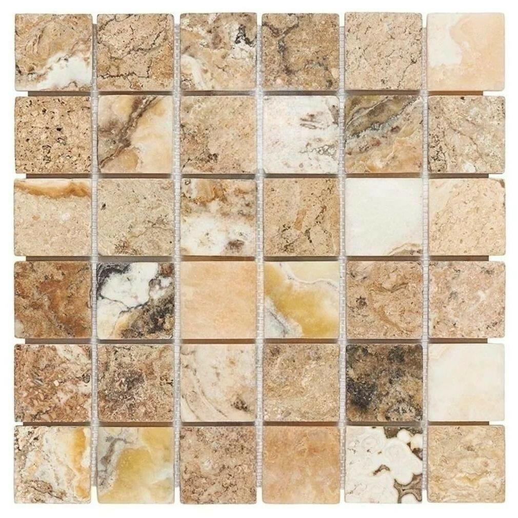 2x2 Antico Onyx Travertine Tumbled Mosaic Tile 2x2 Antico Onyx Travertine Tumbled Mosaic Tile - American Tile Depot