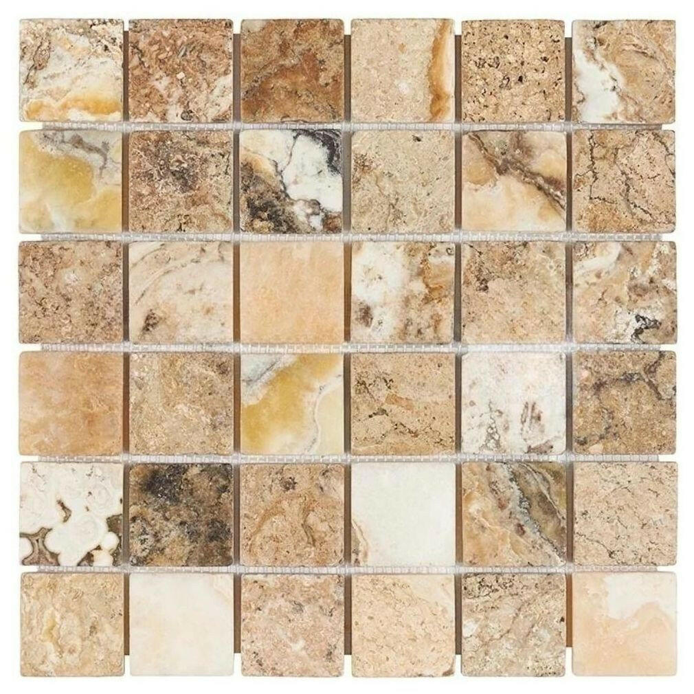 2x2 Antico Onyx Travertine Tumbled Mosaic Tile 2x2 Antico Onyx Travertine Tumbled Mosaic Tile - American Tile Depot