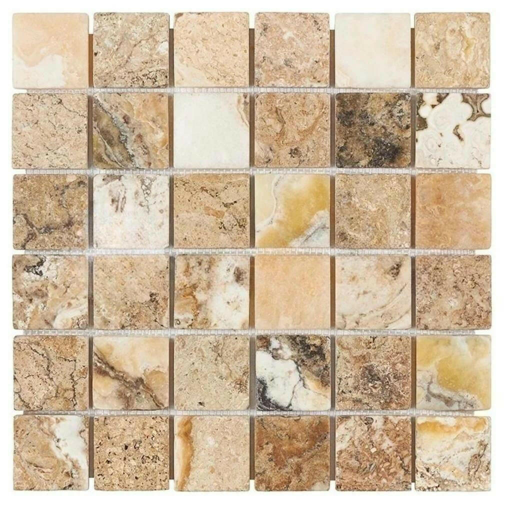 2x2 Antico Onyx Travertine Tumbled Mosaic Tile 2x2 Antico Onyx Travertine Tumbled Mosaic Tile - American Tile Depot