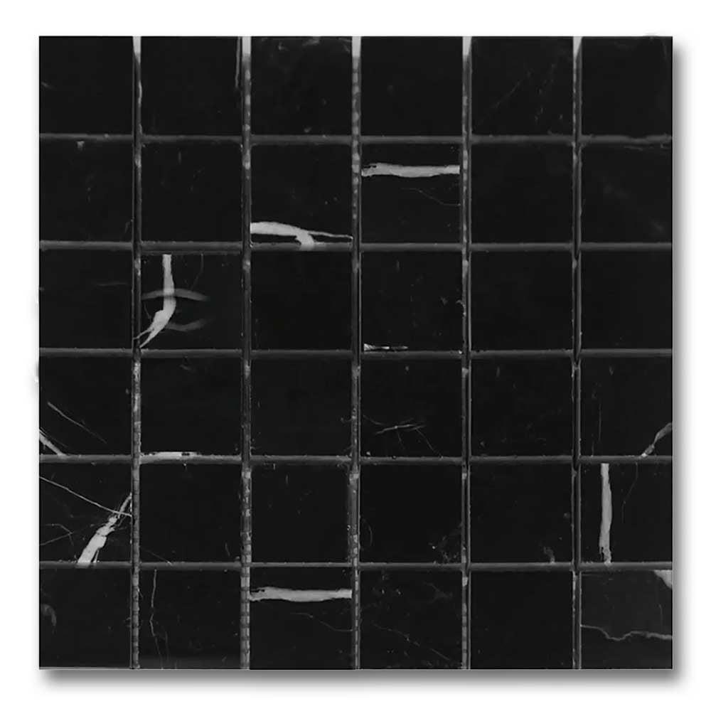 2x2 Black Marquina Marble Honed Mosaic Tile 2x2 Black Marquina Marble Honed Mosaic Tile - American Tile Depot