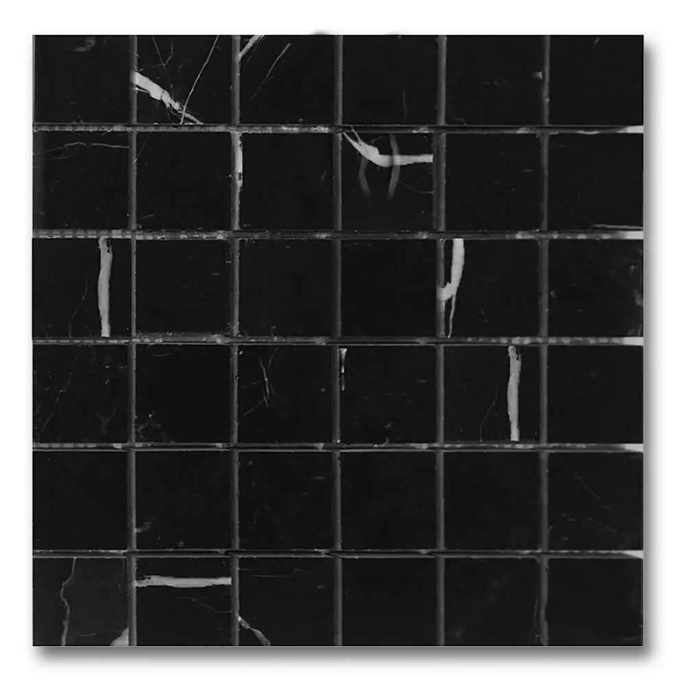 2x2 Black Marquina Marble Honed Mosaic Tile 2x2 Black Marquina Marble Honed Mosaic Tile - American Tile Depot