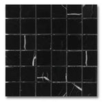 2x2 Black Marquina Marble Honed Mosaic Tile 2x2 Black Marquina Marble Honed Mosaic Tile - American Tile Depot