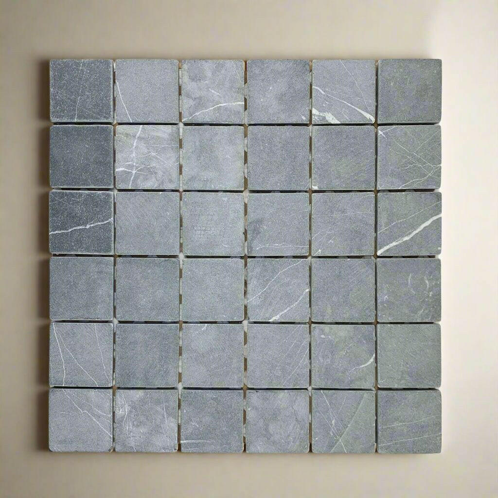 2x2 Black Marquina Marble Tumbled Mosaic Tile 2x2 Black Marquina Marble Tumbled Mosaic Tile - American Tile Depot