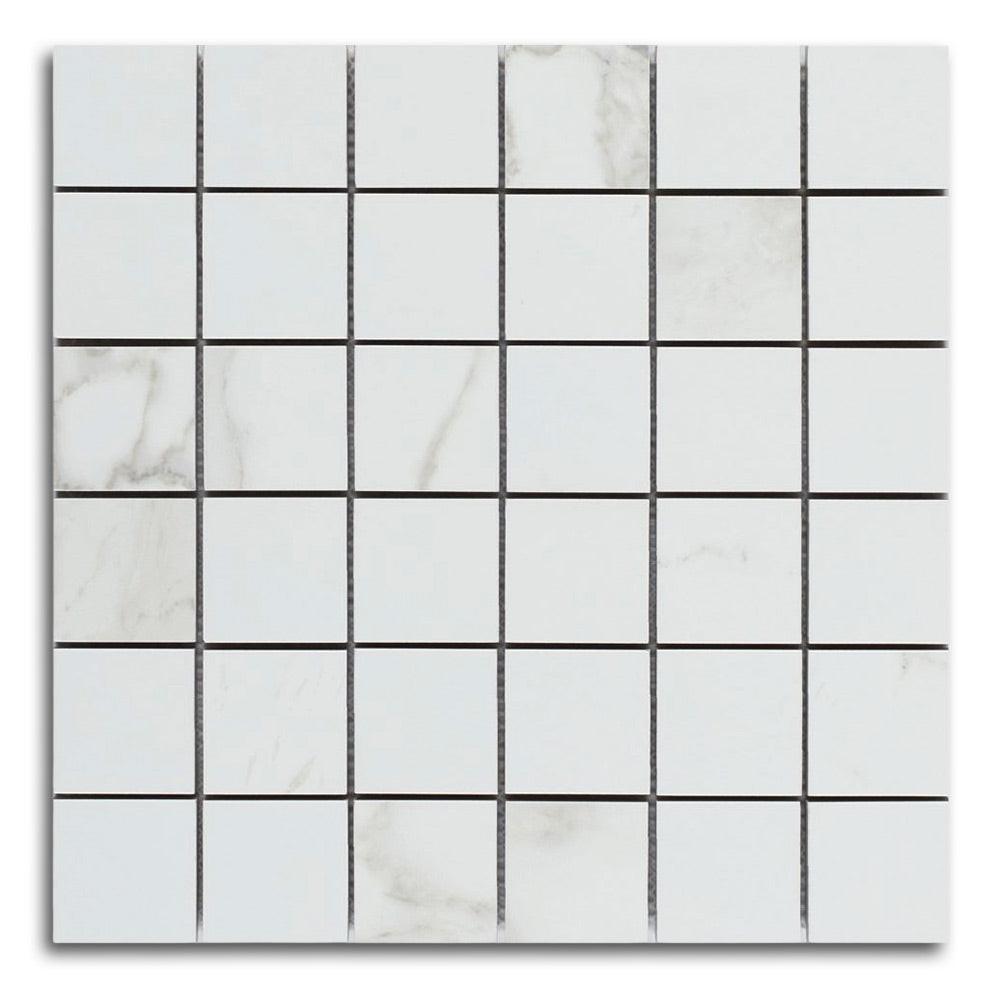 2x2 Borneo Calacatta Dora Matte Square Marble Laminated Porcelain Mosaic Tile 2x2 Borneo Calacatta Dora Matte Square Marble Laminated Porcelain Mosaic Tile - American Tile Depot