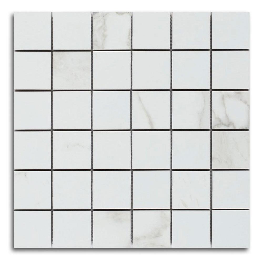 2x2 Borneo Calacatta Dora Matte Square Marble Laminated Porcelain Mosaic Tile 2x2 Borneo Calacatta Dora Matte Square Marble Laminated Porcelain Mosaic Tile - American Tile Depot