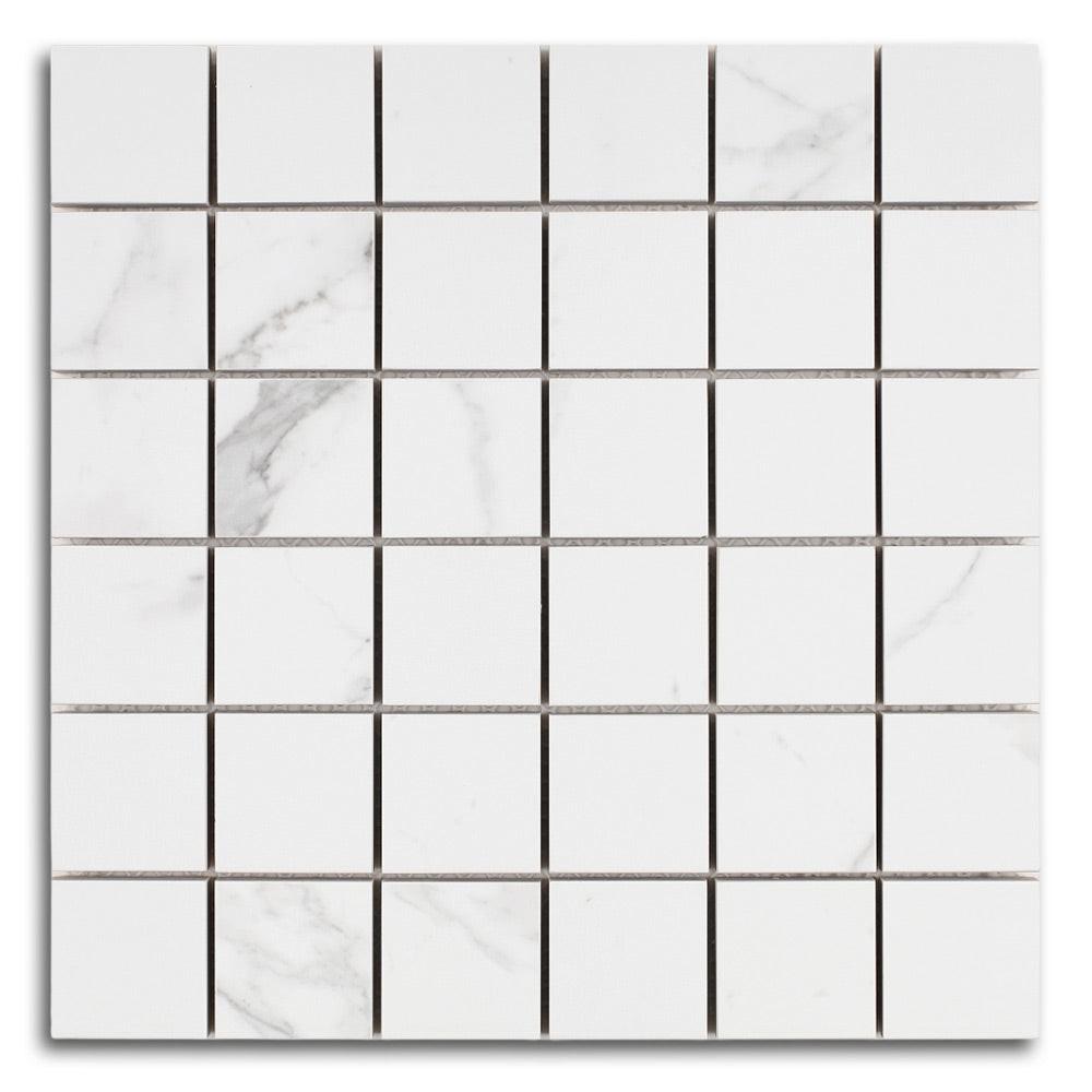 2x2 Borneo Carrara Pre Matte Square Marble Laminated Porcelain Mosaic Tile 2x2 Borneo Carrara Pre Matte Square Marble Laminated Porcelain Mosaic Tile - American Tile Depot