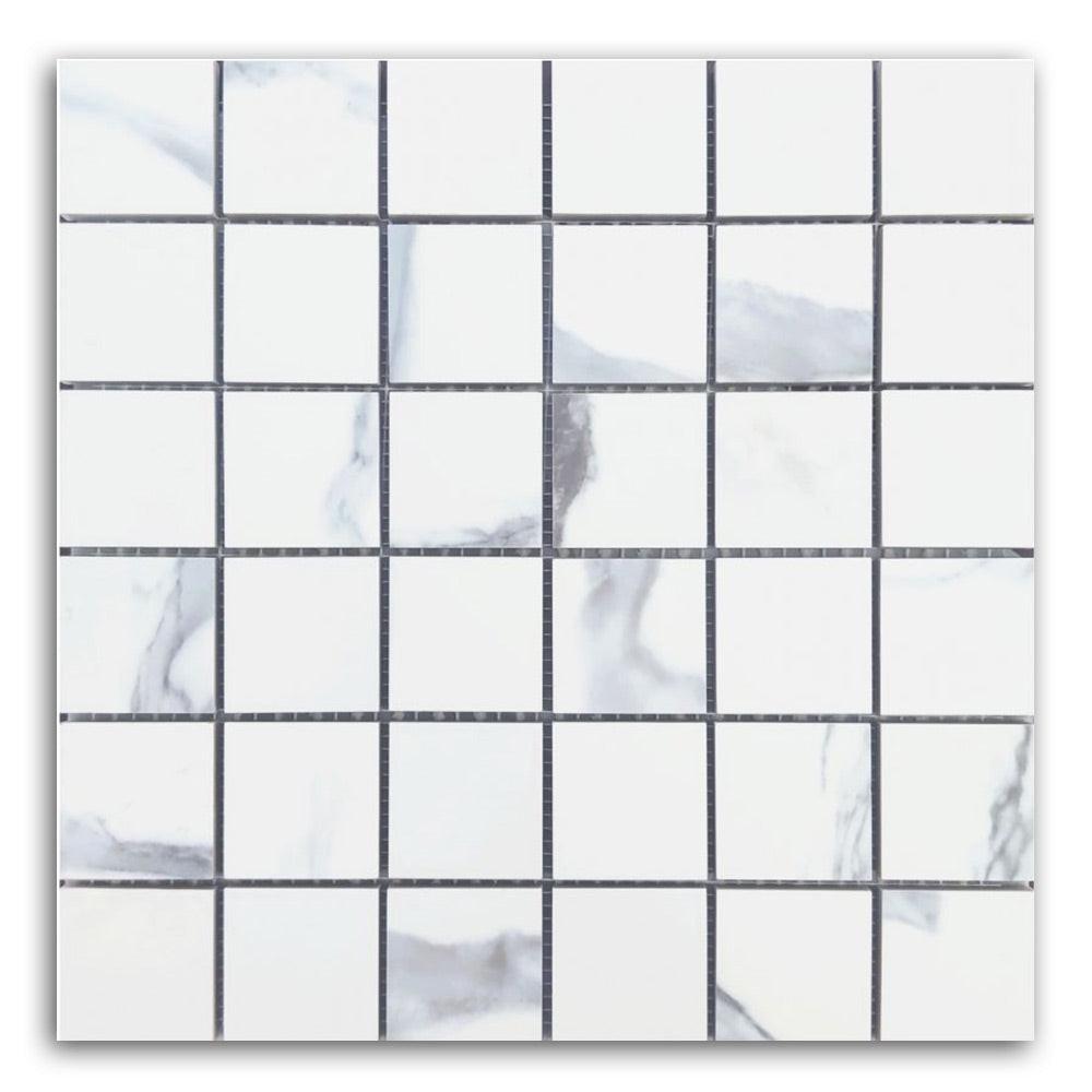 2x2 Calacatta Blue Matte Square Porcelain Mosaic Tile 2x2 Calacatta Blue Matte Square Porcelain Mosaic Tile - American Tile Depot