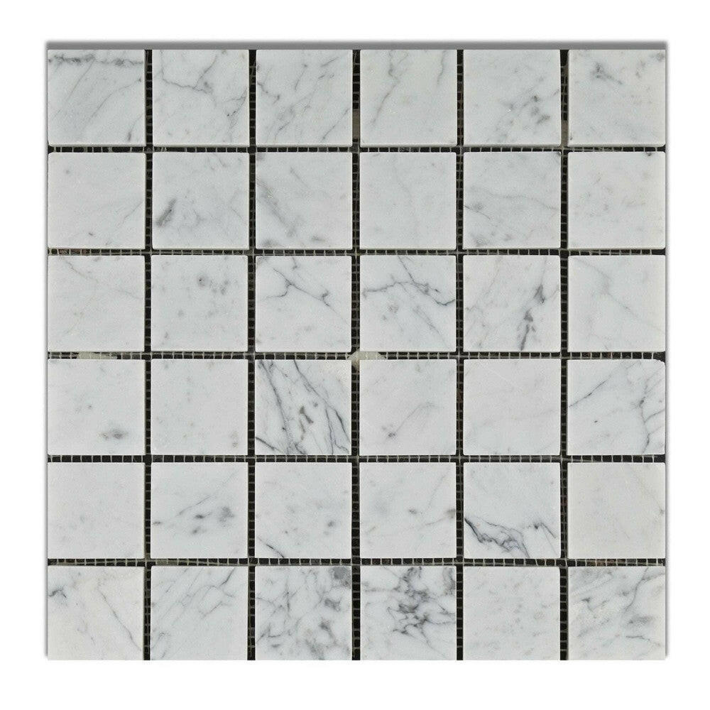2x2 Carrara White Marble Honed Mosaic Tile 2x2 Carrara White Marble Honed Mosaic Tile - American Tile Depot