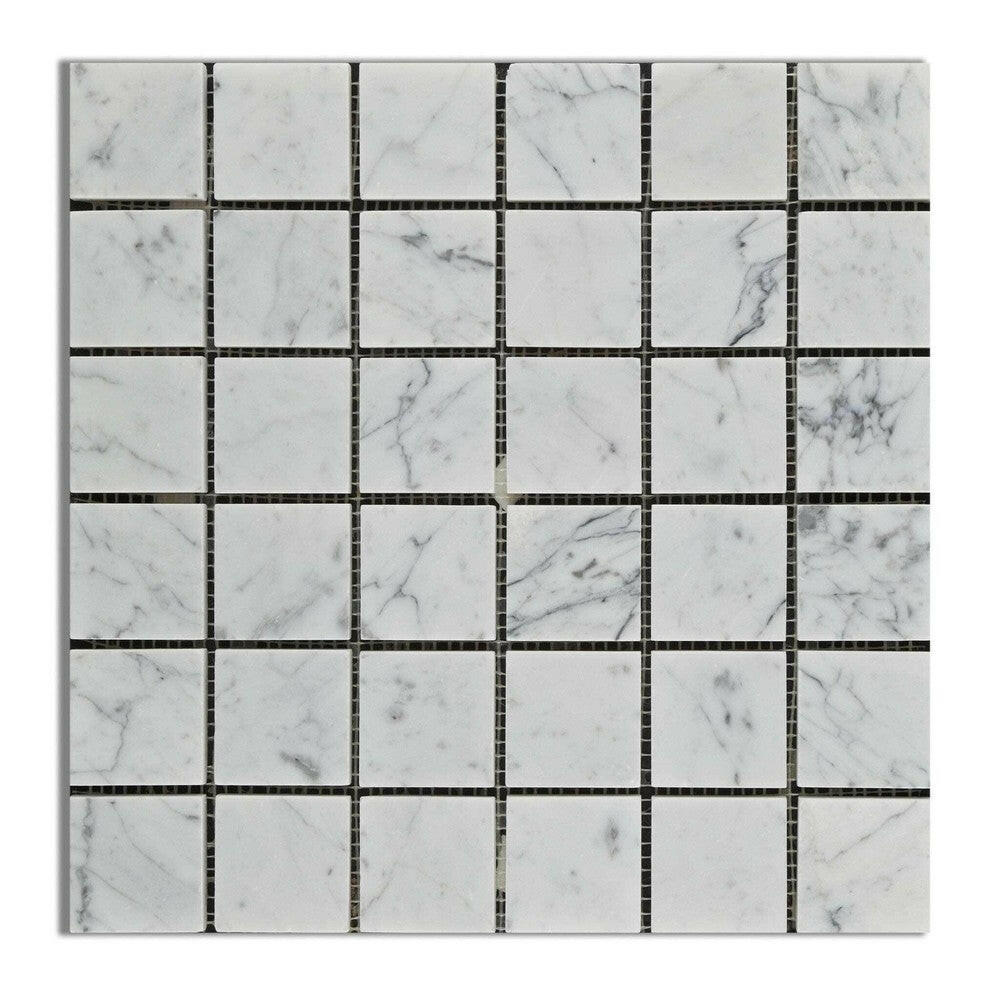 2x2 Carrara White Marble Polished Mosaic Tile 2x2 Carrara White Marble Polished Mosaic Tile - American Tile Depot
