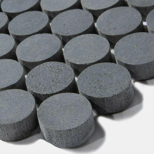 2x2 Curvus Basalt Large Honed Circular Marble Mosaic Tile 2x2 Curvus Basalt Large Honed Circular Marble Mosaic Tile - American Tile Depot