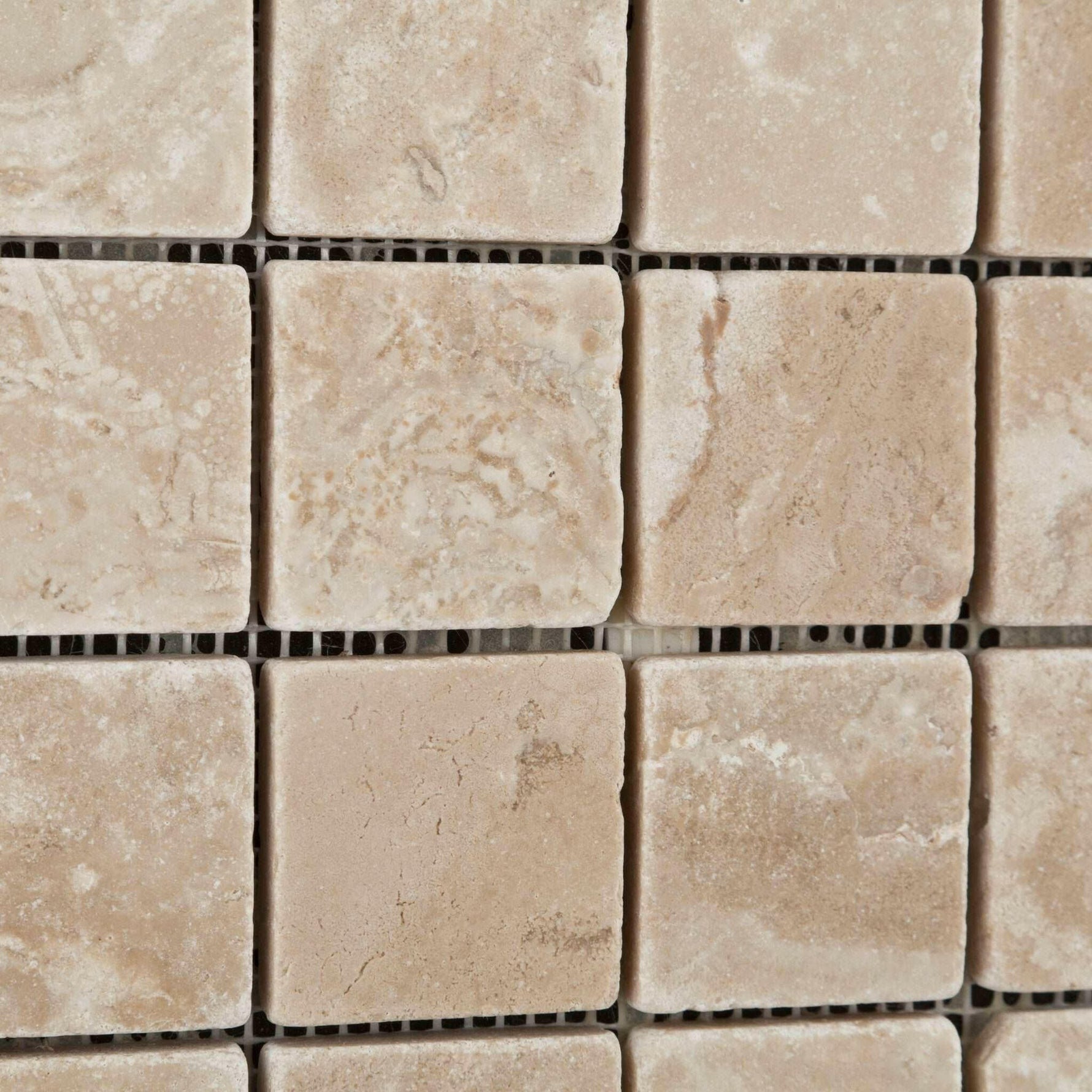 2x2 Durango Cream Travertine Tumbled Mosaic Tile 2x2 Durango Cream Travertine Tumbled Mosaic Tile - American Tile Depot