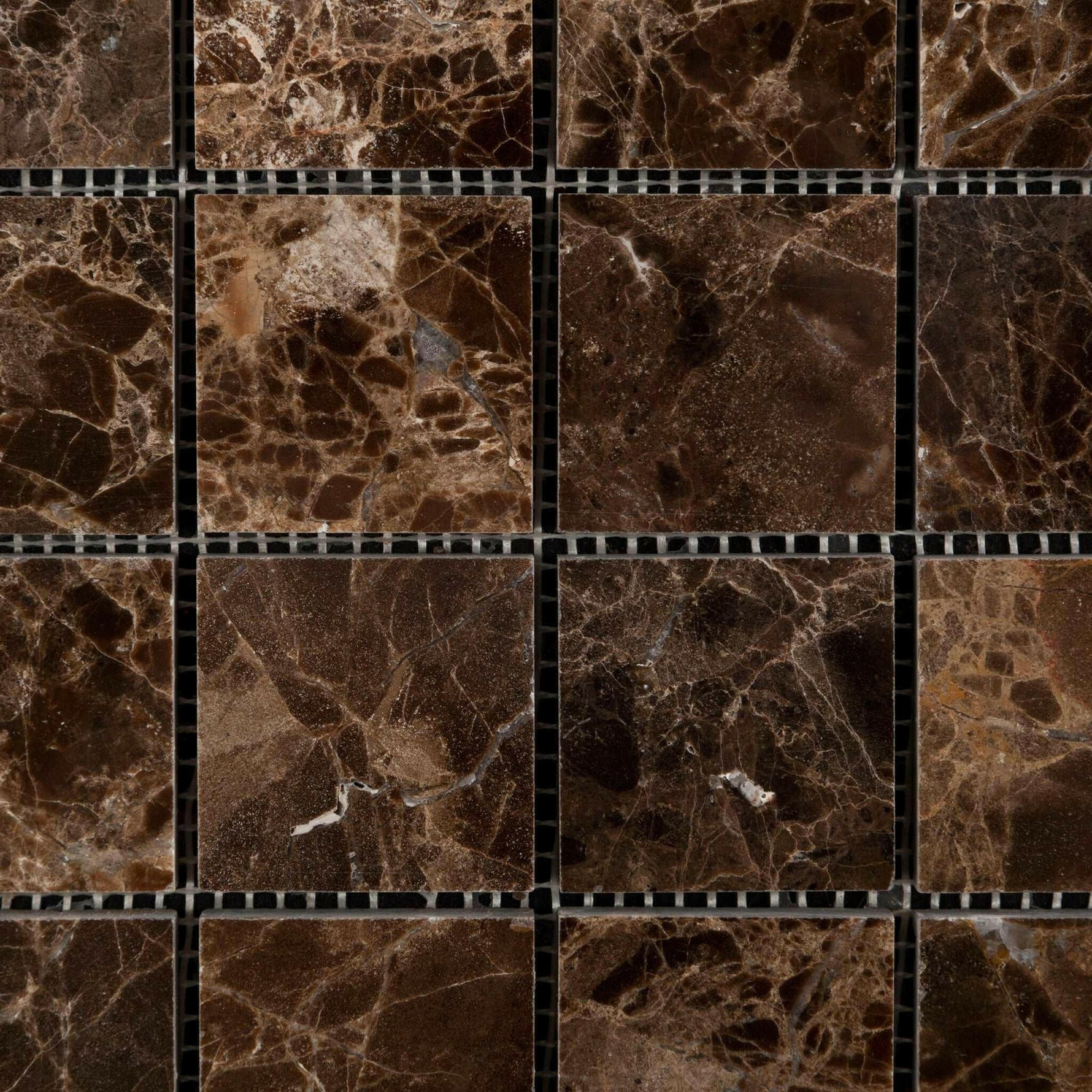 2x2 Emperador Dark Marble Polished Mosaic Tile 2x2 Emperador Dark Marble Polished Mosaic Tile - American Tile Depot