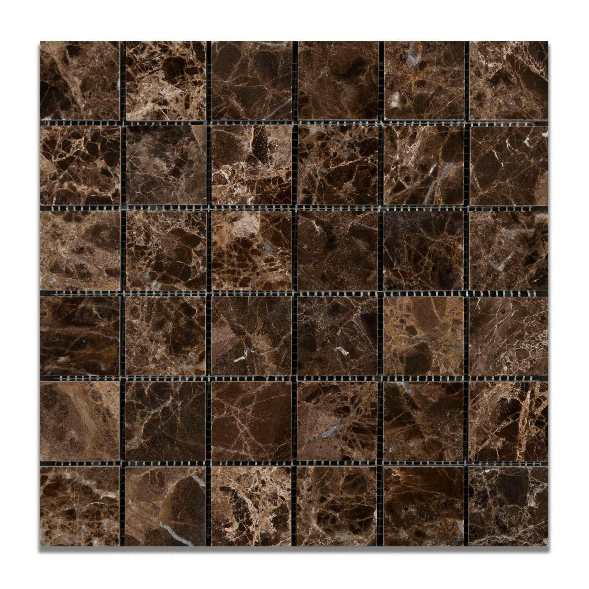 2x2 Emperador Dark Marble Polished Mosaic Tile 2x2 Emperador Dark Marble Polished Mosaic Tile - American Tile Depot