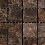 2x2 Emperador Dark Marble Tumbled Mosaic Tile 2x2 Emperador Dark Marble Tumbled Mosaic Tile - American Tile Depot