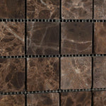 2x2 Emperador Dark Marble Tumbled Mosaic Tile 2x2 Emperador Dark Marble Tumbled Mosaic Tile - American Tile Depot