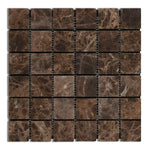 2x2 Emperador Dark Marble Tumbled Mosaic Tile 2x2 Emperador Dark Marble Tumbled Mosaic Tile - American Tile Depot