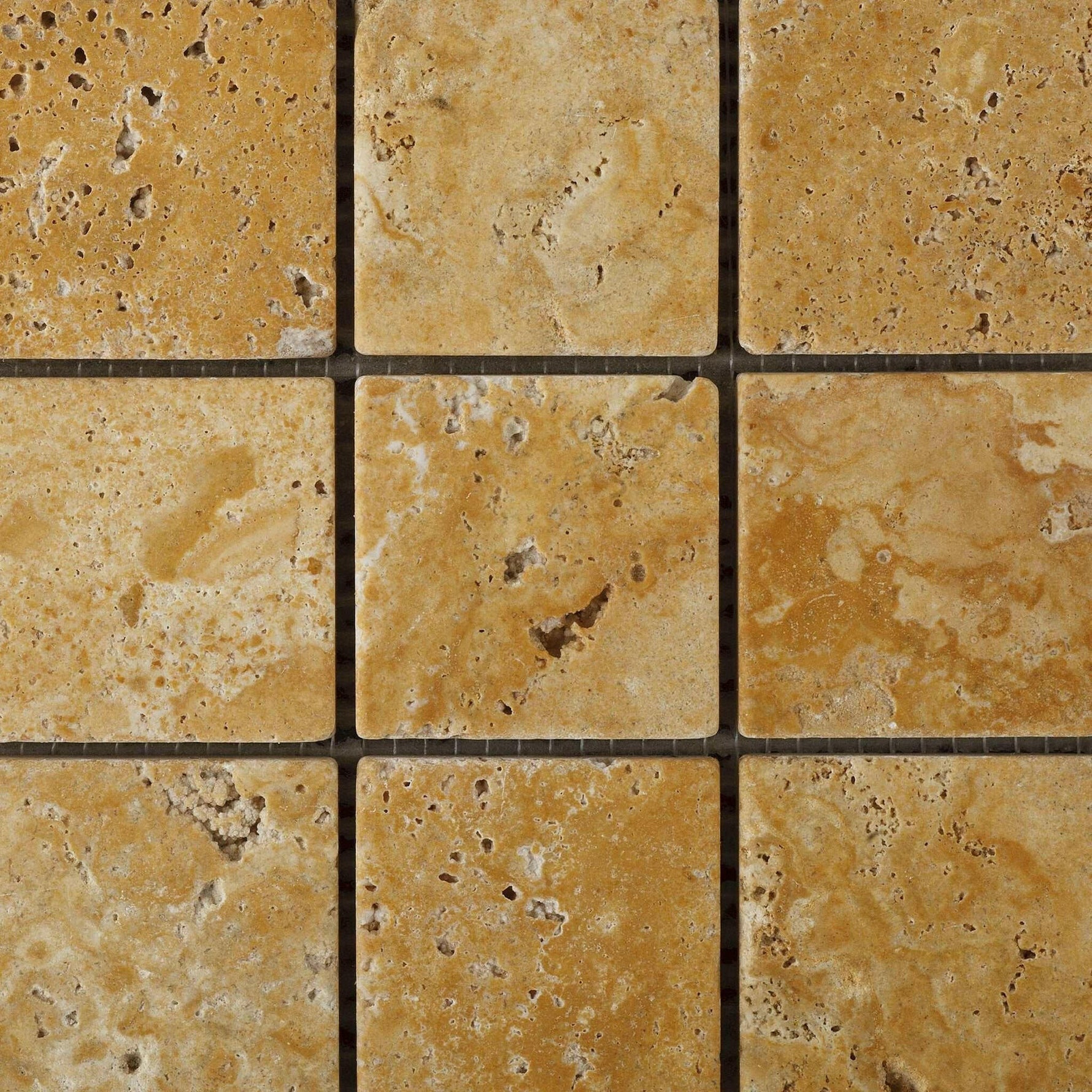 2x2 Gold / Yellow Travertine Tumbled Mosaic Tile 2x2 Gold / Yellow Travertine Tumbled Mosaic Tile - American Tile Depot