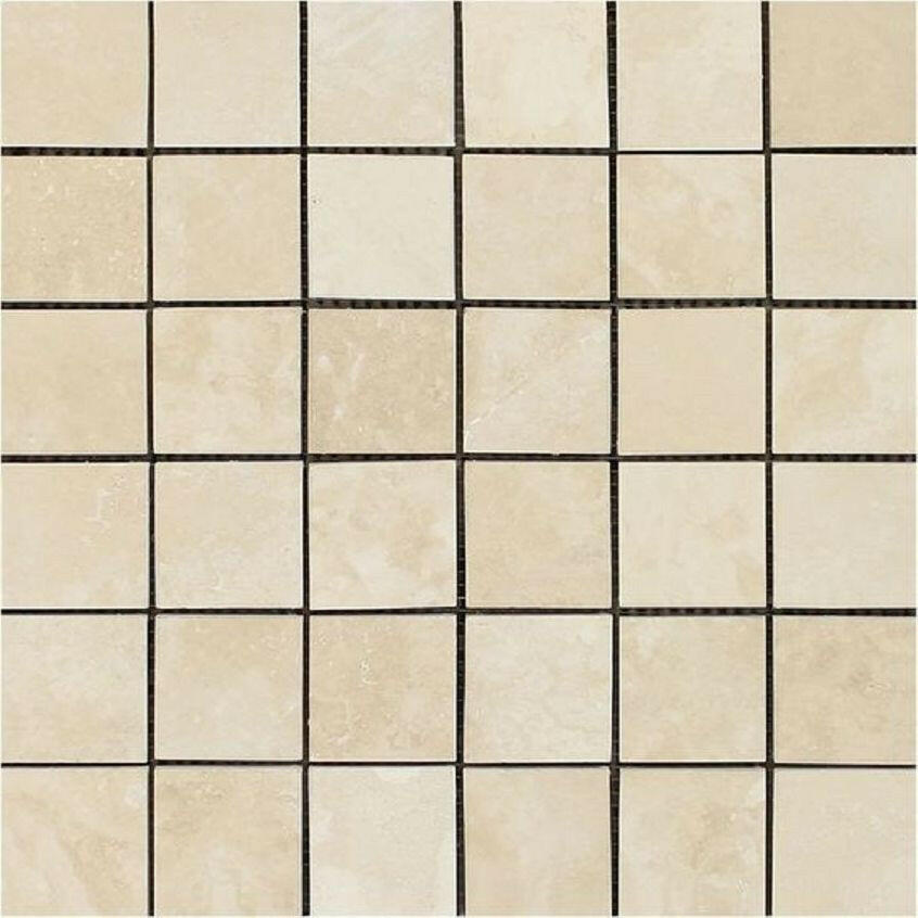 2x2 Ivory Travertine Filled & Honed Mosaic Tile 2x2 Ivory Travertine Filled & Honed Mosaic Tile - American Tile Depot