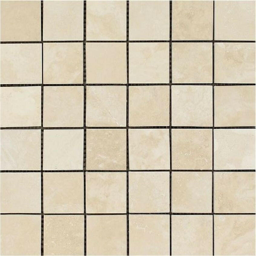 2x2 Ivory Travertine Filled & Honed Mosaic Tile 2x2 Ivory Travertine Filled & Honed Mosaic Tile - American Tile Depot
