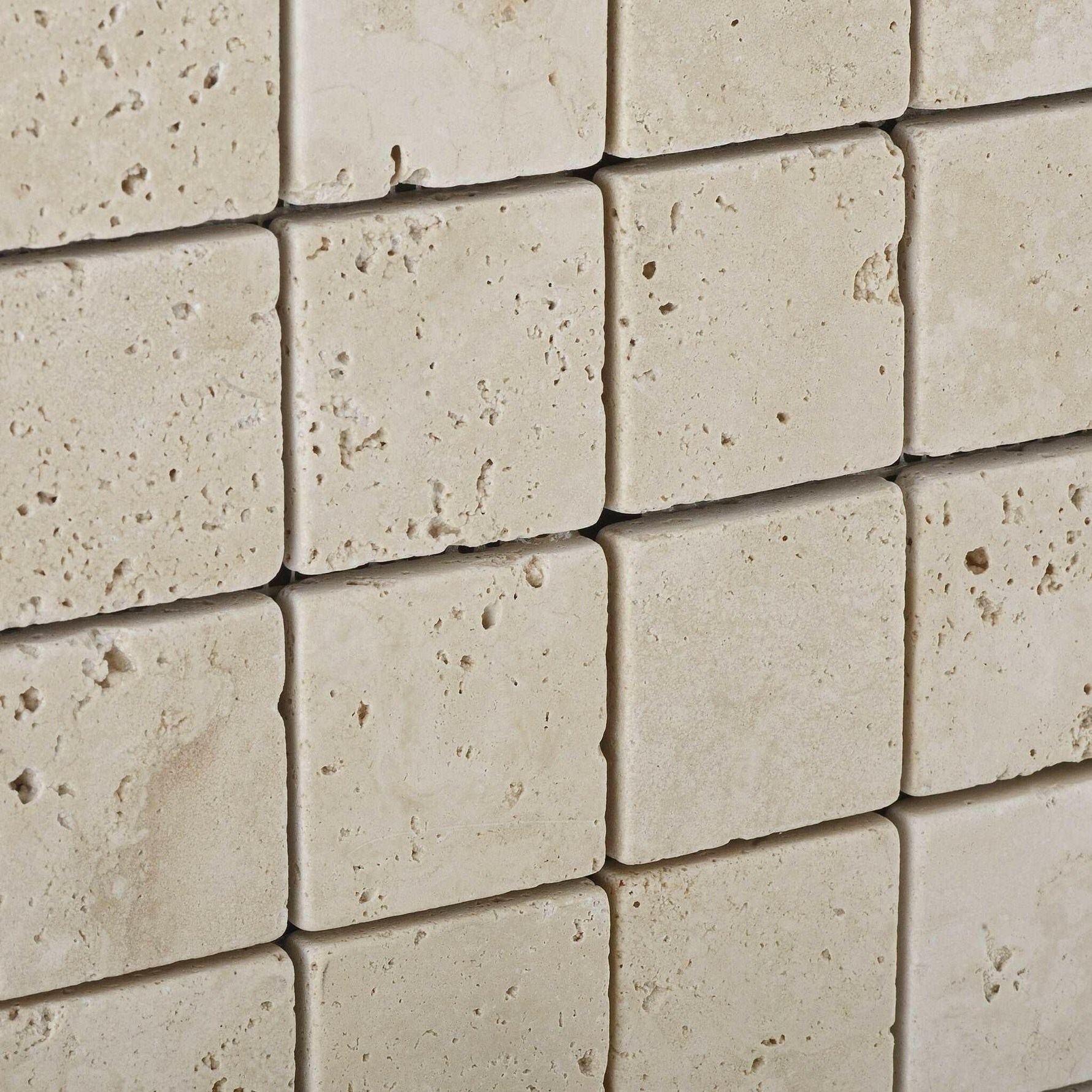 2x2 Ivory Travertine Tumbled Mosaic Tile 2x2 Ivory Travertine Tumbled Mosaic Tile - American Tile Depot