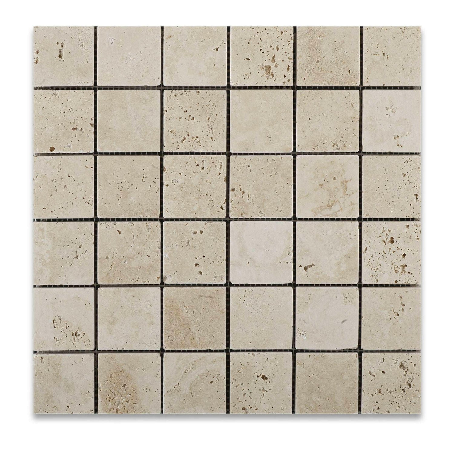 2x2 Ivory Travertine Tumbled Mosaic Tile 2x2 Ivory Travertine Tumbled Mosaic Tile - American Tile Depot