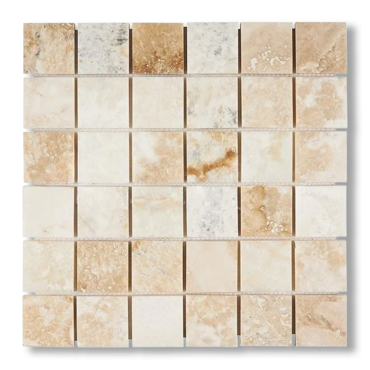 2x2 Latravonya Travertine Filled & Honed Mosaic Tile - American Tile Depot