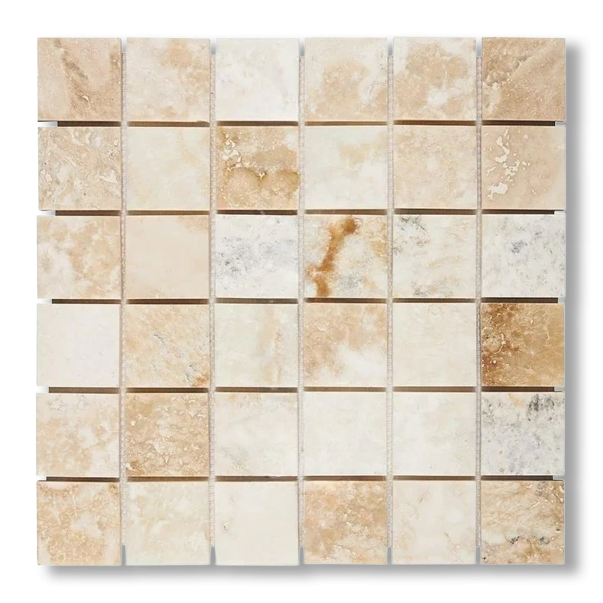 2x2 Latravonya Travertine Filled & Honed Mosaic Tile - American Tile Depot