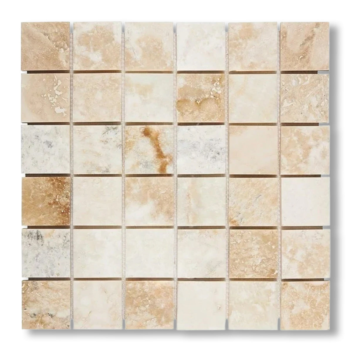 2x2 Latravonya Travertine Filled & Honed Mosaic Tile - American Tile Depot