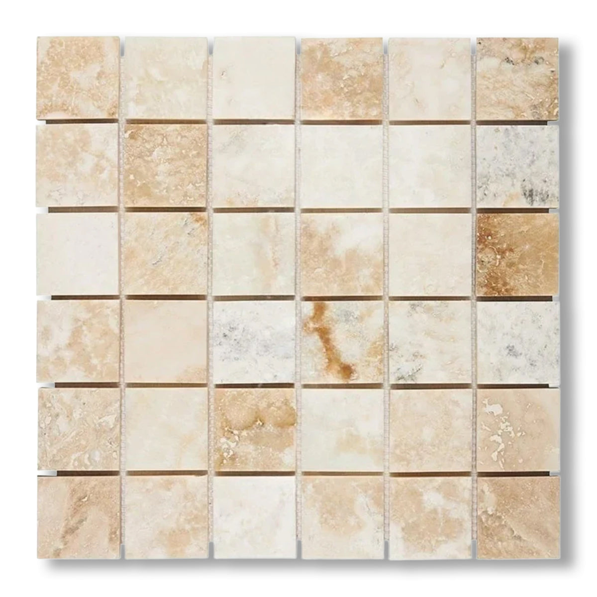 2x2 Latravonya Travertine Filled & Honed Mosaic Tile - American Tile Depot