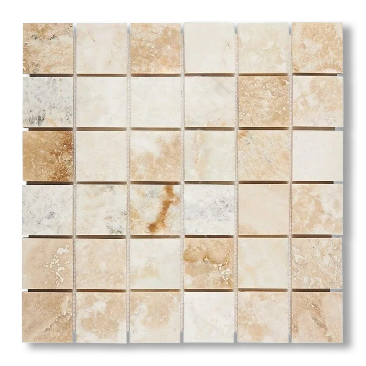 2x2 Latravonya Travertine Filled & Honed Mosaic Tile - American Tile Depot